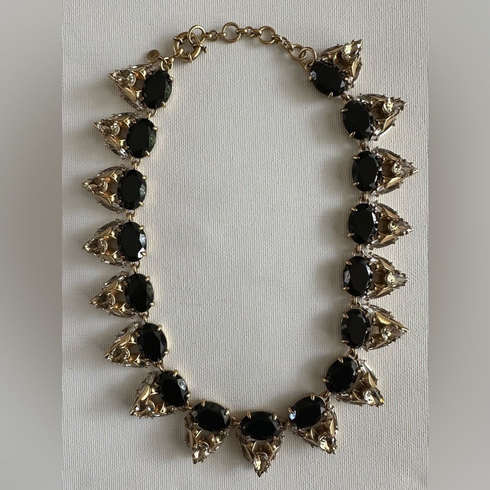 J. Crew Crescent Black Stone Collar Necklace